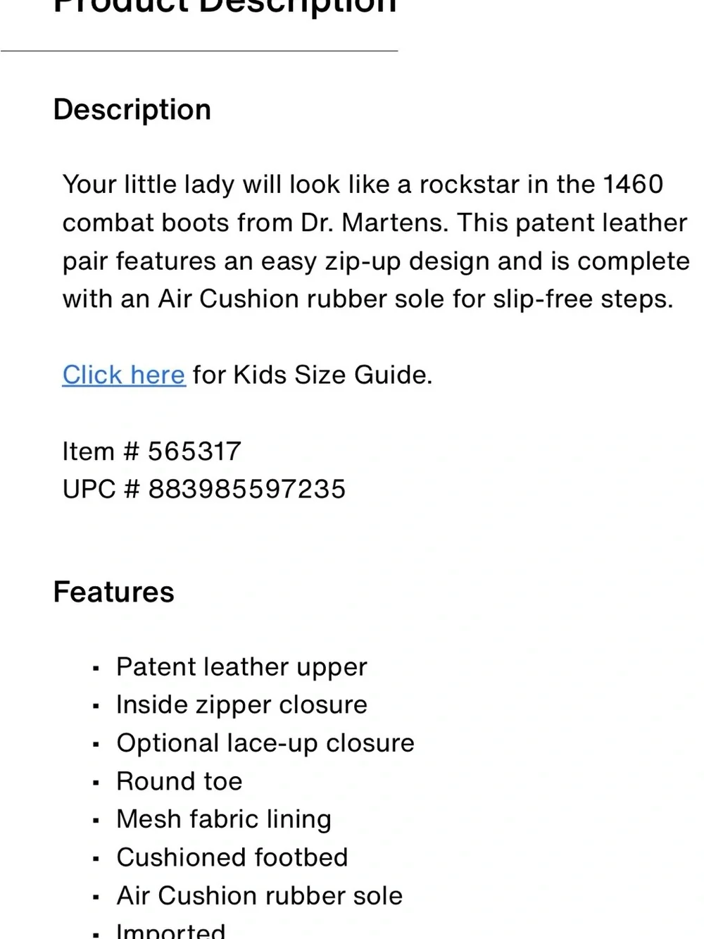 Dr. Martens Kids Black Patent Lace-Up Boots with Yellow Stitching